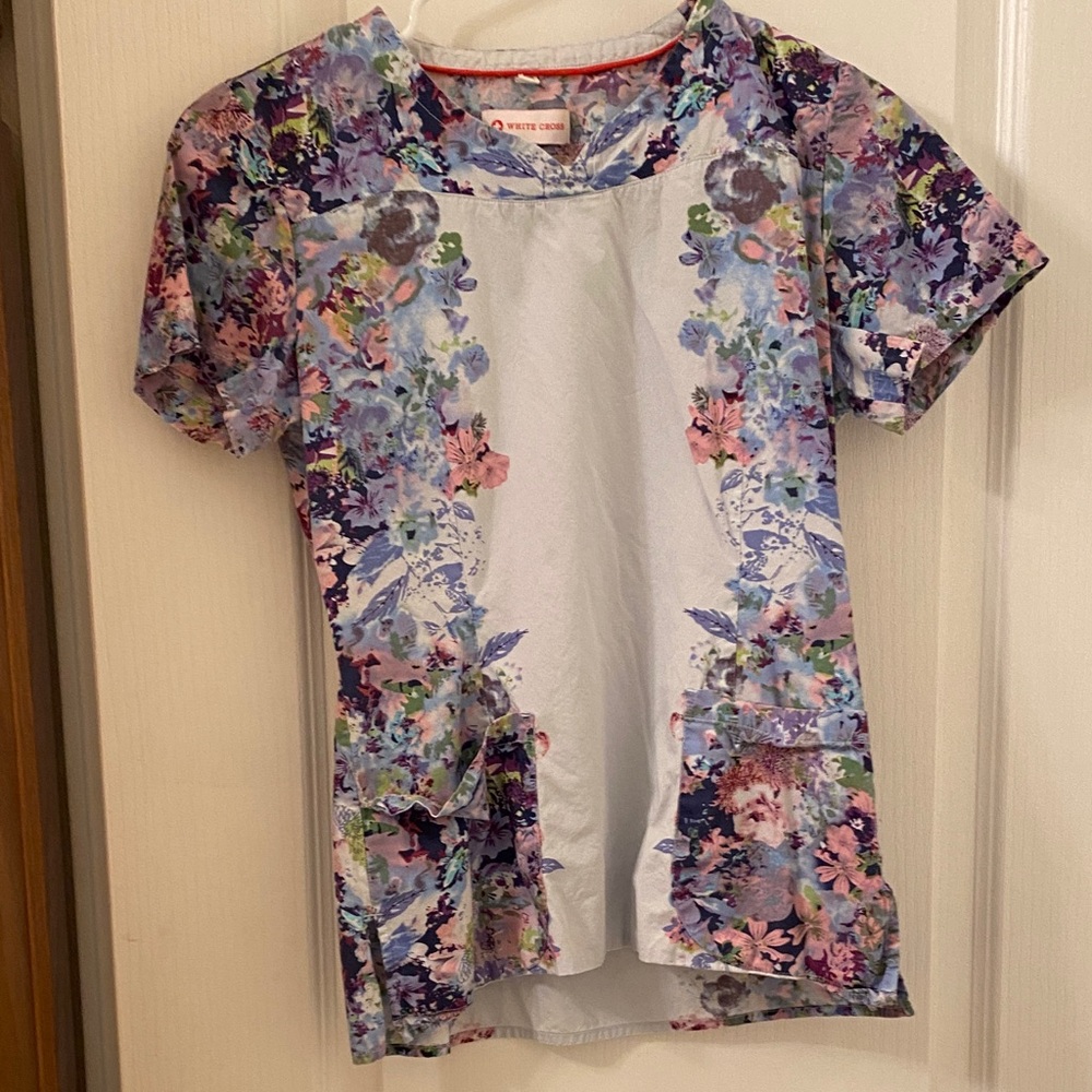 White Cross Multicolor Floral Blouse
